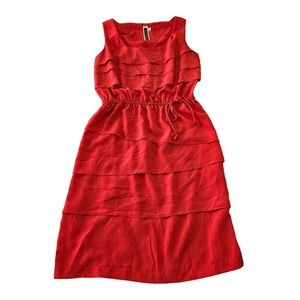 Julian Taylor Women's Coral Scoop Neck Sleeveless Layered Mini Dress. Size‎ 8